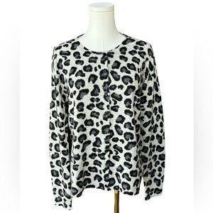 2-Ply Cashmere Cynthia Rowley 100% Leopard Cardigan